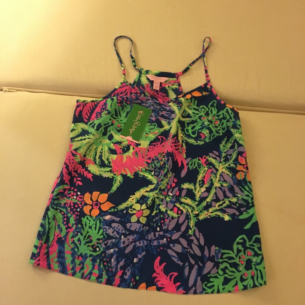 NWT Lilly Pulitzer Dusk Silk Racer Back Tank XXS - Picture 2 of 6